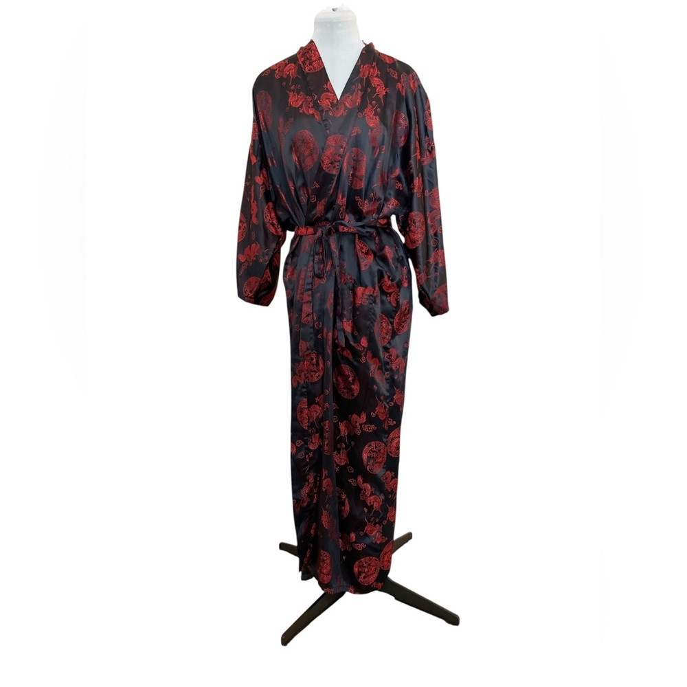 Vintage SFL Spring Black & Red Dragon Kimono Robe